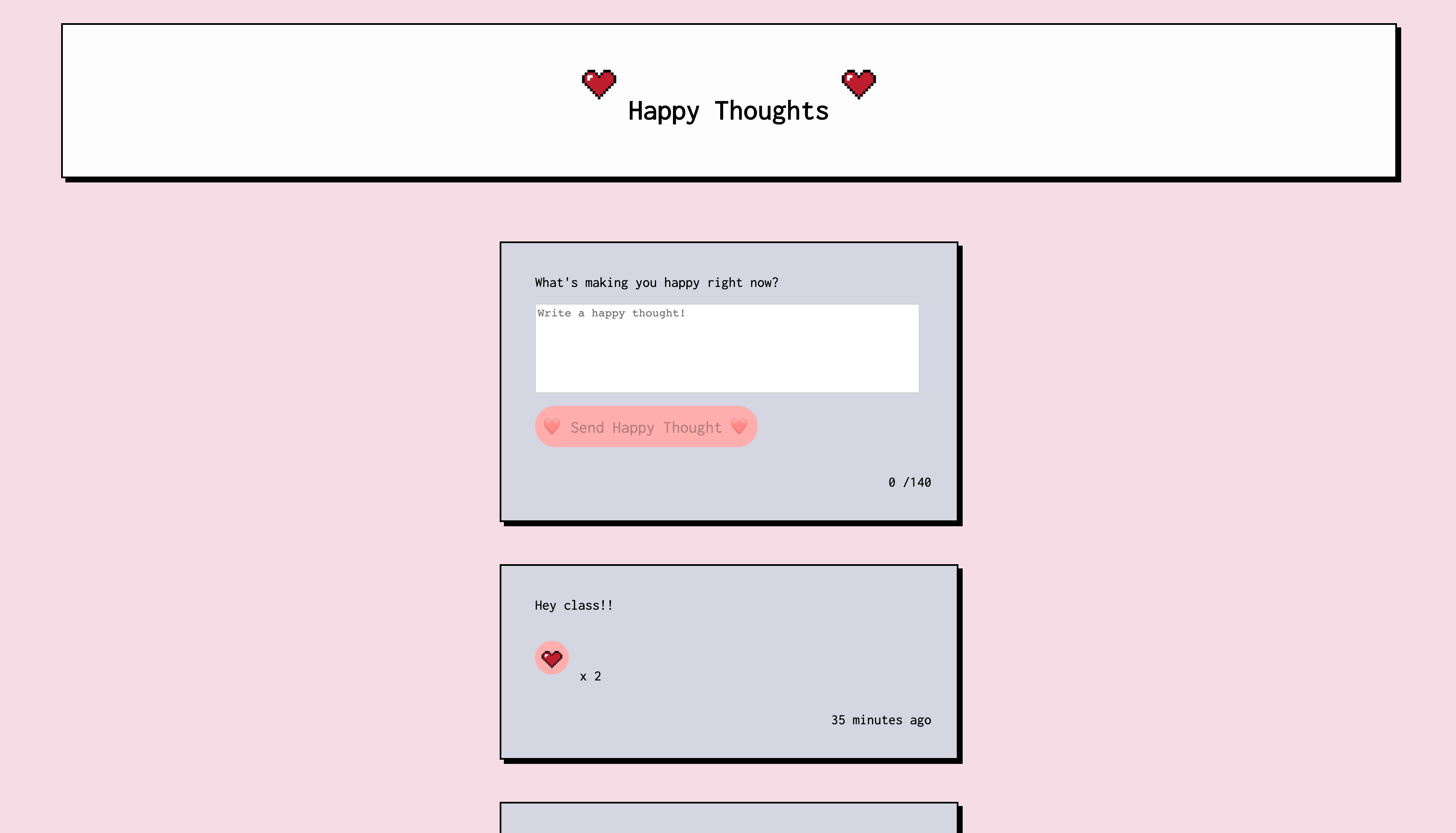 happy thoughts app site front page image
